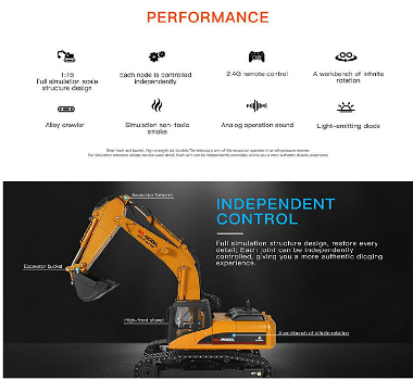 Wltoys 16800 2.4G 8CH 1/16 RC Excavator with Light Sound Function - 2