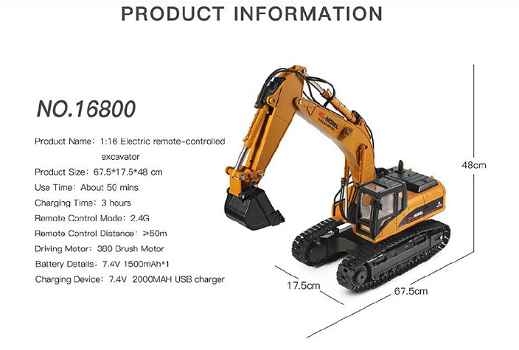 Wltoys 16800 2.4G 8CH 1/16 RC Excavator with Light Sound Function - 5