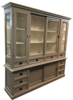 Buffetkast Eelde taupe - wit 225 x 50/40 x 225cm