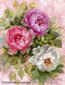 FULL diamond painting flowers purple/pink/white L (SQUARE)