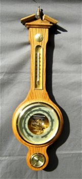 Klass.Banjo Baro-/hygro-/ thermometer,eiken,nst.,55 cm,zgan - 0