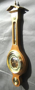Klass.Banjo Baro-/hygro-/ thermometer,eiken,nst.,55 cm,zgan - 1