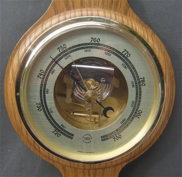Klass.Banjo Baro-/hygro-/ thermometer,eiken,nst.,55 cm,zgan - 3