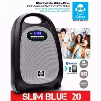 iDance Slim Blue20 Portable All-in-One 80 Watt Party System. - 0