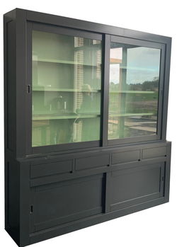 Buffetkast design antraciet – groen greeploos 220 x 240cm