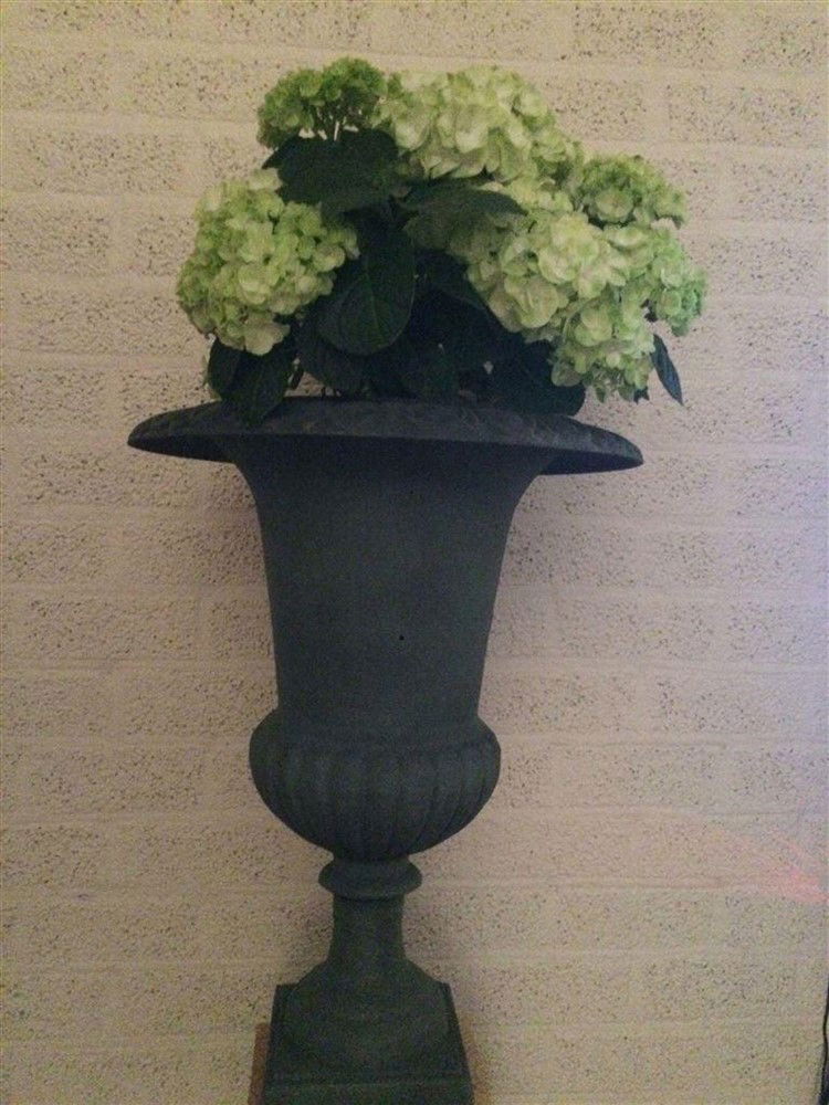 Mooie grote gietijzeren vaas, kleur groen-vaas decoratie - nr. 1