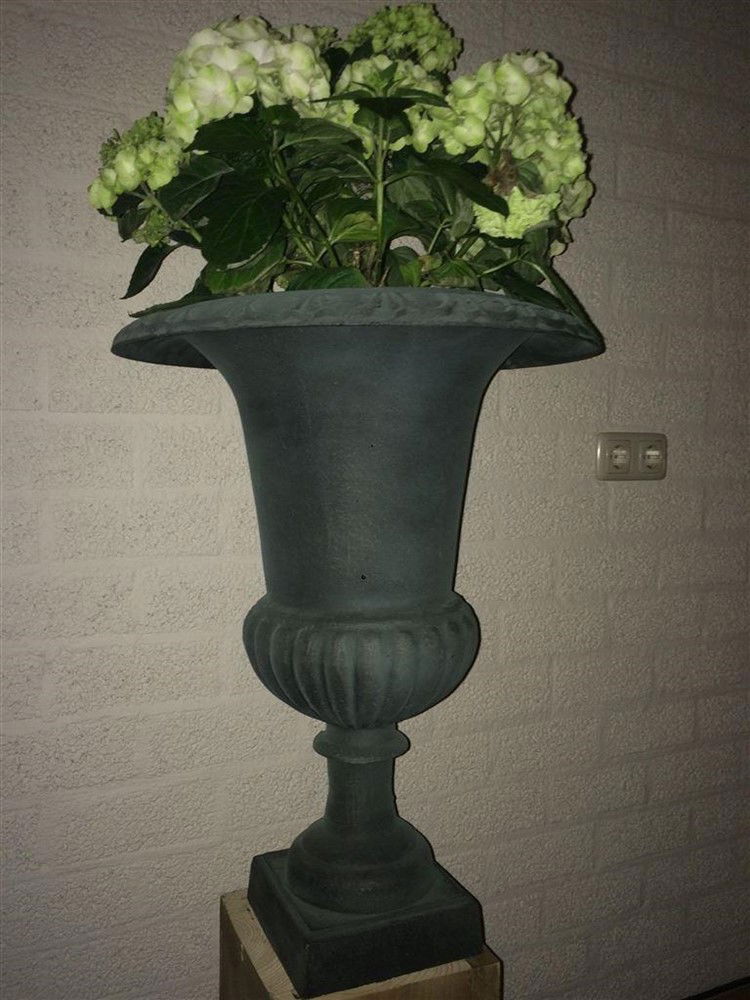 Mooie grote gietijzeren vaas, kleur groen-vaas decoratie - Afbeelding 2