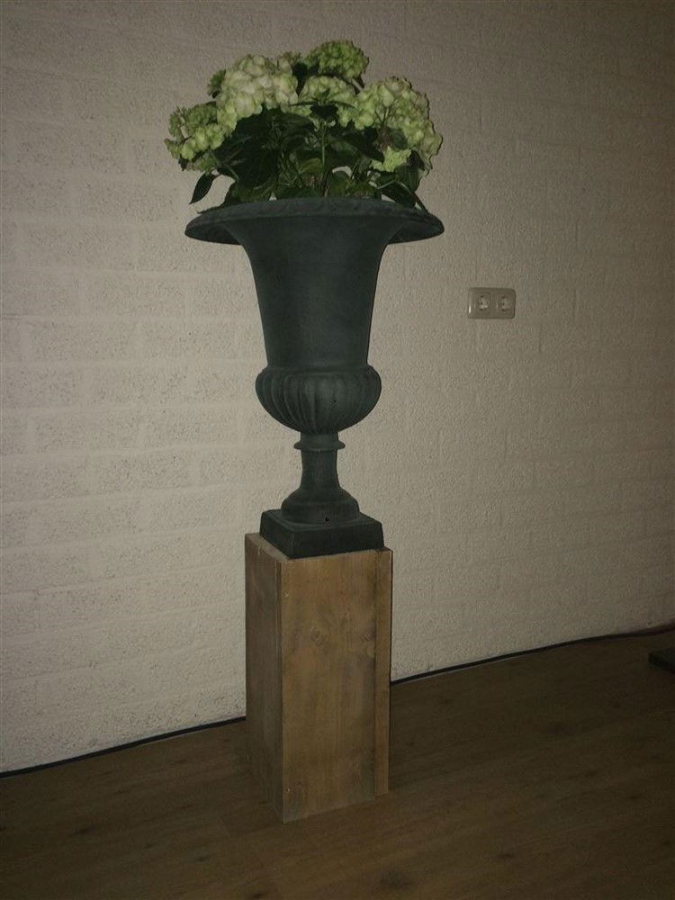 Mooie grote gietijzeren vaas, kleur groen-vaas decoratie - Afbeelding 3