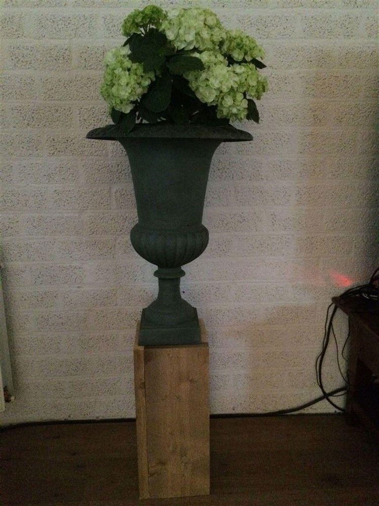 Mooie grote gietijzeren vaas, kleur groen-vaas decoratie - Afbeelding 4