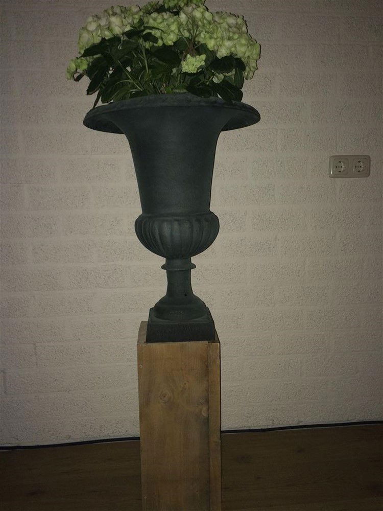 Mooie grote gietijzeren vaas, kleur groen-vaas decoratie - Afbeelding 5