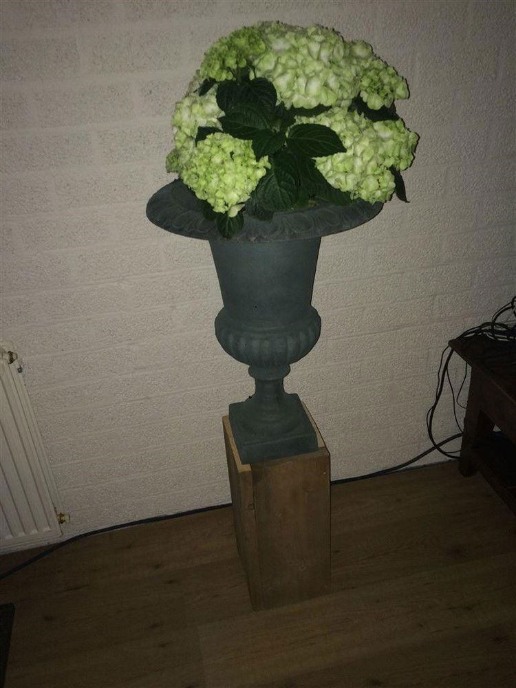 Mooie grote gietijzeren vaas, kleur groen-vaas decoratie - Afbeelding 6