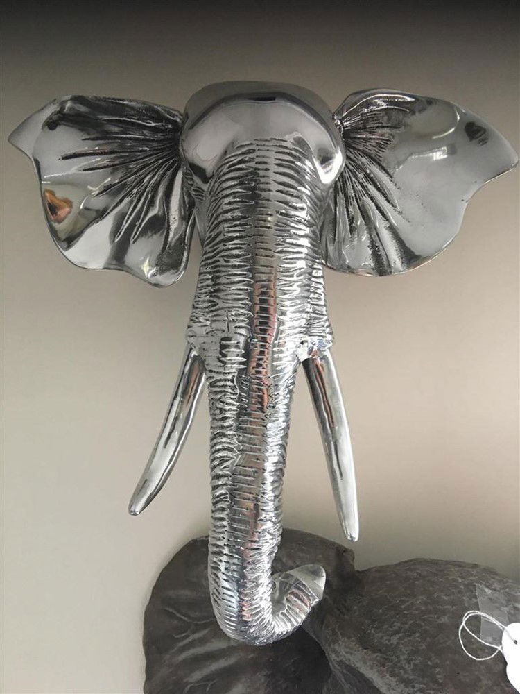 Mooie nikkelen aluminium olifantenkop-olifant-wandornam - Afbeelding 2