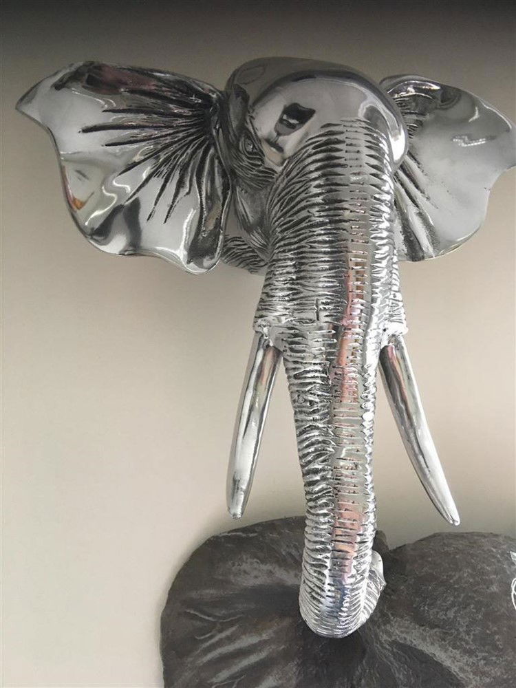Mooie nikkelen aluminium olifantenkop-olifant-wandornam - Afbeelding 3