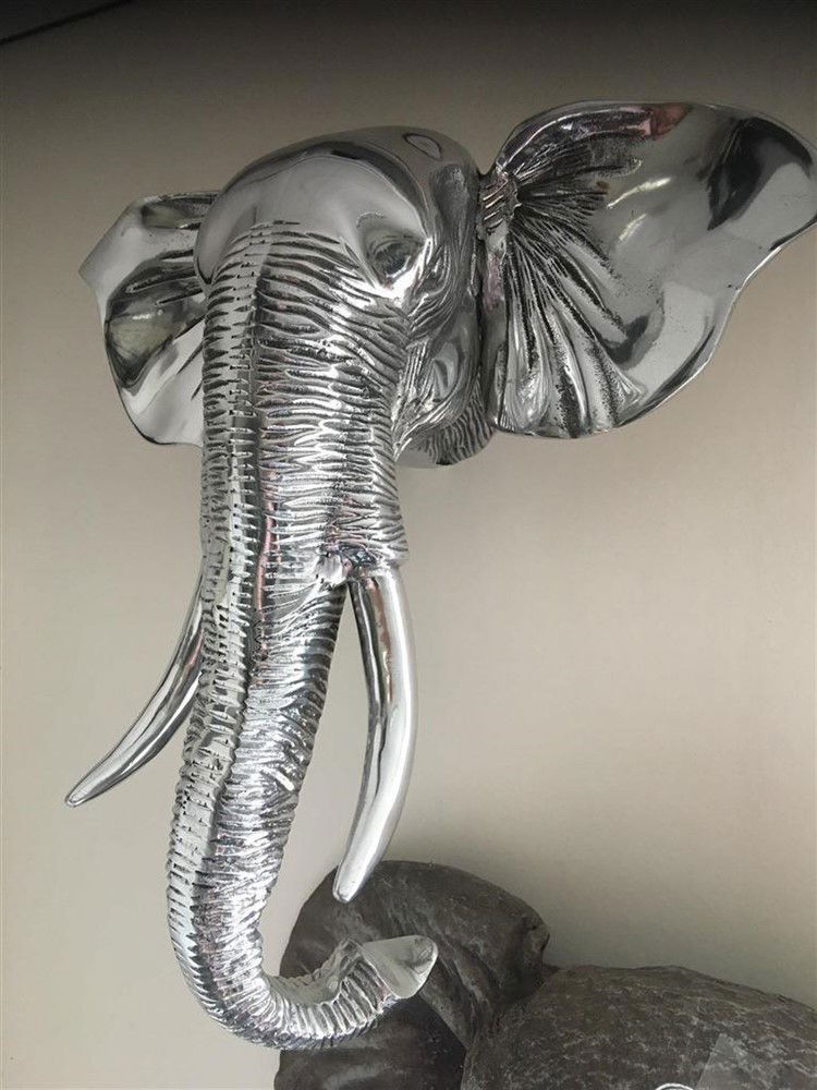 Mooie nikkelen aluminium olifantenkop-olifant-wandornam - Afbeelding 5