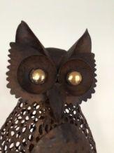 Mooie opvallende metalen uil, roestbruin-uil-decoratie - Afbeelding 2