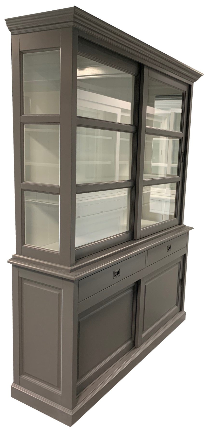 Buffetkast grijs met witte binnenkant 160 x 50/40 x 220cm - nr. 1