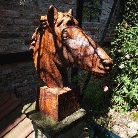 Paardenhoofd sculptuur gemaakt-gietijzer-paard-deco - nr. 1
