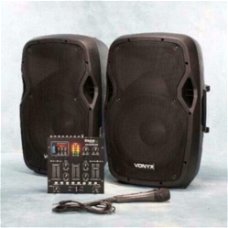 DJ-set actief 10 inch speakers en Mixer. 800Watt (Djset-6)