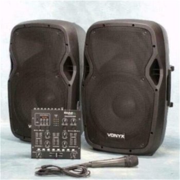 DJ-set actief 10 inch speakers en Mixer. 800Watt (Djset-6) - 1