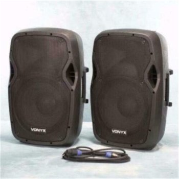 DJ-set actief 12 inch speakers en Mixer. 1200Watt (Djset-7) - 2