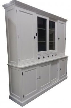 Buffetkast wit - grijs dichte zijdeuren 240 x 230cm