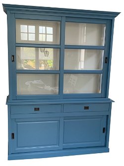 Buffetkast Putten oud blauw - wit 160 x 50/40 x 220cm