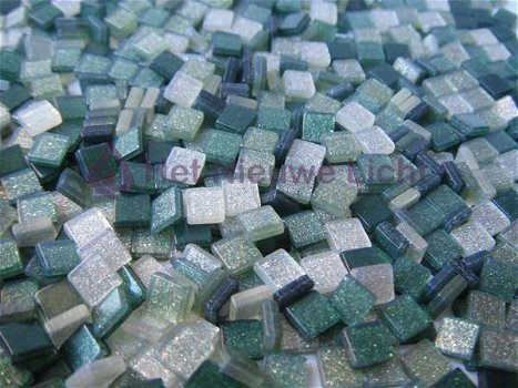 Mozaïek steentjes Glitter GROEN 5 x 5 ca. 100st - 0