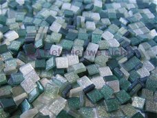  Mozaïek steentjes Glitter GROEN 5 x 5 ca. 100st