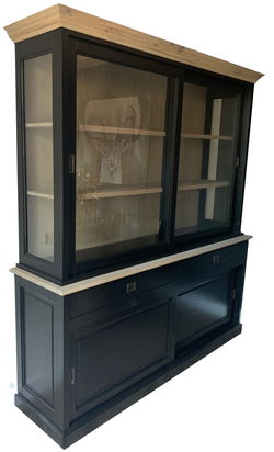 Buffetkast Zaandam zwart - wit 180 x 220cm eiken lijst