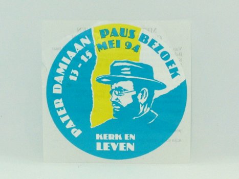 Sticker - Pater Damiaan Paus Bezoek 13-15 mei 94 - Kerk en Leven - 0