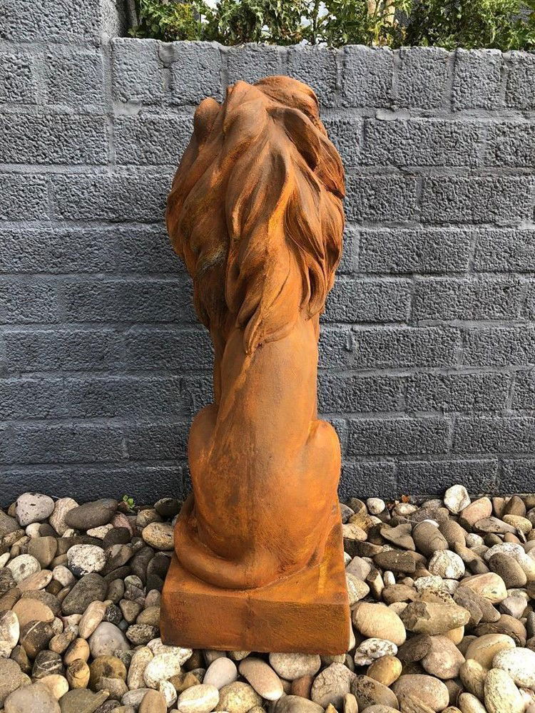 Mooie zittende leeuw, polystone-beeld-leeuw-oxid - Afbeelding 6