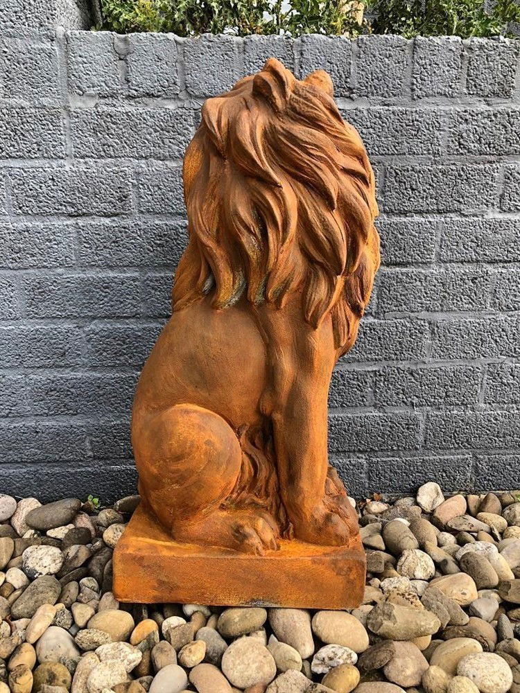 Mooie zittende leeuw, polystone-beeld-leeuw-oxid - Afbeelding 8
