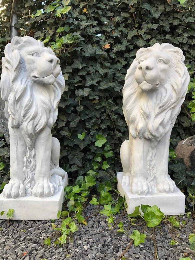 Mooie zittende leeuw, polystone-beeld-leeuw-rechts - Afbeelding 7