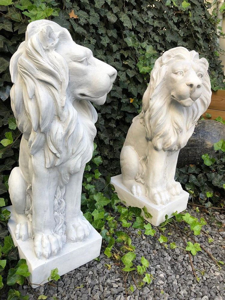 Mooie zittende leeuw, polystone-beeld-leeuw-rechts - Afbeelding 8