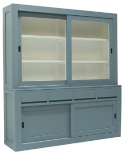 Buffetkast Diemen babyblauw- wit 200 x 50/40 x 220cm
