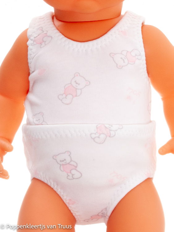 Mon Bébé 40 cm Ondergoedsetje roze beertjes - Afbeelding 2