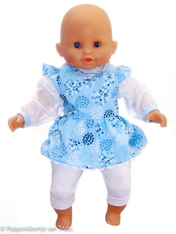 Corolle 30 cm Overgooiersetje blauw/wit 3 dlg.