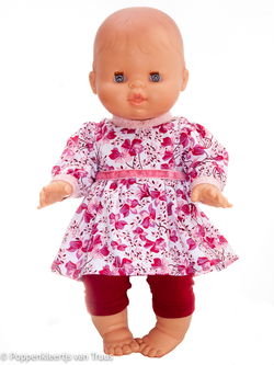 Paola Reina 34 cm Jurksetje roze/wit/bloem