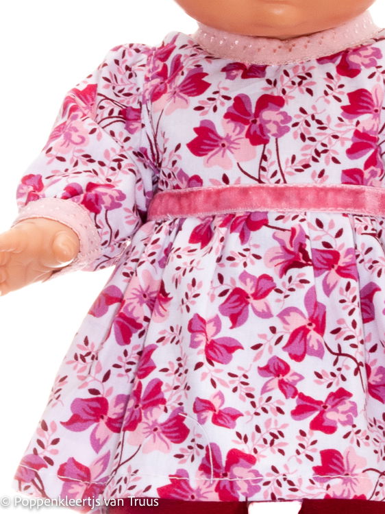 Paola Reina 34 cm Jurksetje roze/wit/bloem - Afbeelding 2