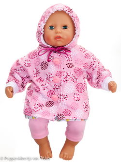 Annabel 36 cm Jasje roze/cirkels/stipjes