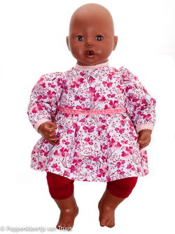 Annabel 46 cm Jurksetje bloem/roze/wit