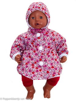 Annabel 46 cm Jasje roze/hartjes/rood/wit