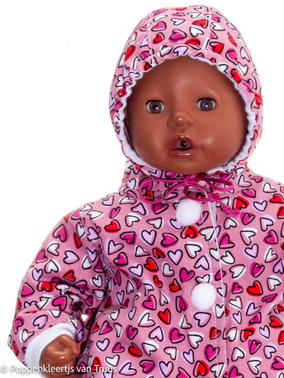 Annabel 46 cm Jasje roze/hartjes/rood/wit - Afbeelding 2