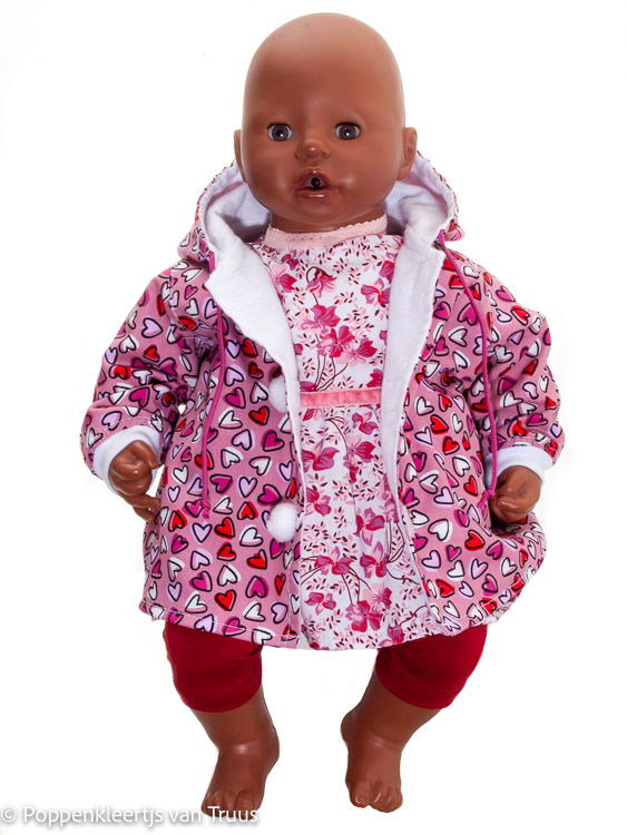 Annabel 46 cm Jasje roze/hartjes/rood/wit - Afbeelding 3