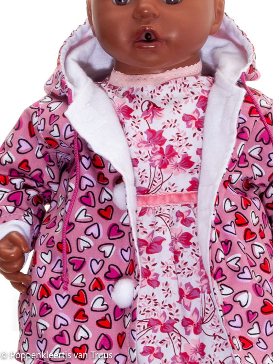Annabel 46 cm Jasje roze/hartjes/rood/wit - Afbeelding 4