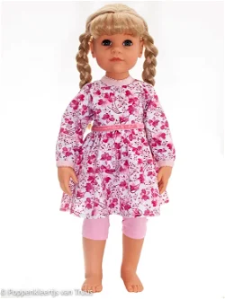 Götz pop Hannah 48/50 cm Jurksetje bloem/roze/wit