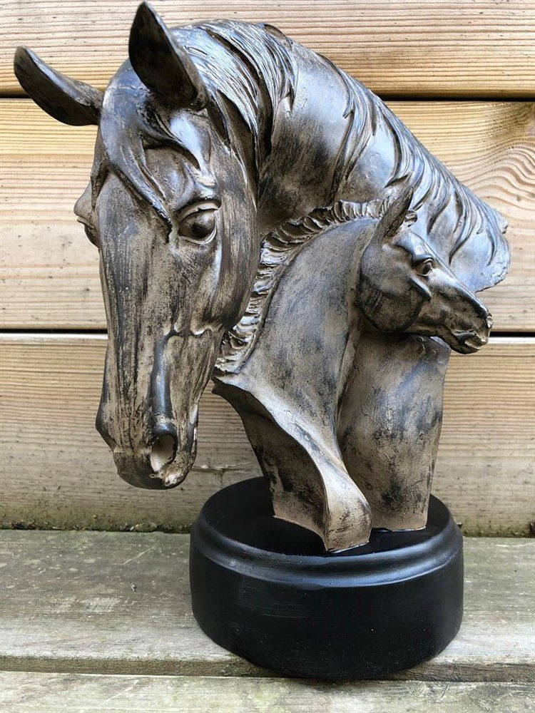 Sculptuur van paard met veulen-woodlook-paard - nr. 1