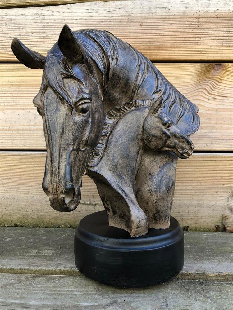 Sculptuur van paard met veulen-woodlook-paard - Afbeelding 4
