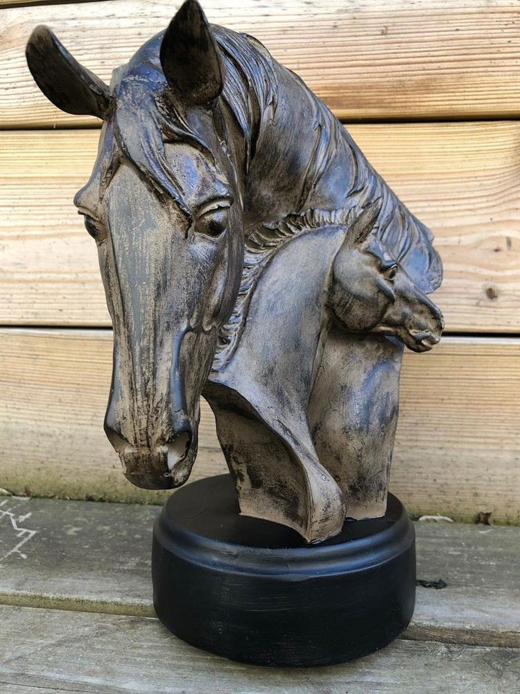 Sculptuur van paard met veulen-woodlook-paard - Afbeelding 6
