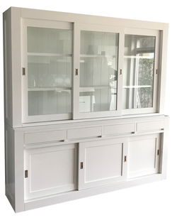 Moderne buffetkast wit laden greeploos 220 x 50//40 x 220cm